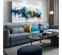 LIFKNVN Abstract Minimalist Geometric Line Painting Wall Art - Bedroom Wall Decor - Blue Background Painting Pictures For Living Room(55x110cm/Inner frame)