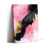 LIFKNVN Abstract Pink And Black Canvas Wall Art Pictures With Shimmering Gold Accents, Modern Contemporary Print for Living Room(60x80cm/Inner frame)