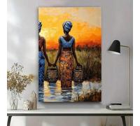 LIFKNVN Africa Rural Landscape Wall Art Poster Print, Heritage Artwork Culture Travel Poster Vintage Artwork Living Room And Bathroom Decor(60x80cm/Inner frame)