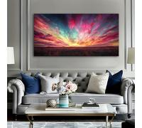 LIFKNVN Aurora Borealis Canvas Wall Art Print Contemporary Natural Landscape Painting Canvas Artwork for Living Room(70x140cm/Without frame)