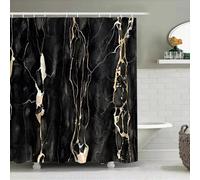 LIFKNVN Black Marble Shower Curtain with Golden Veins Decorative Waterproof for Home Bathroom Size Bath Curtain For Wet Rooms 165x153cm/65x60in(WxH)