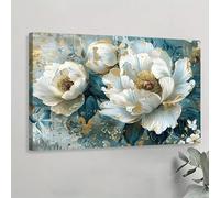 LIFKNVN Colorful Turquoise Floral Large Teal Artwork Wall Art Pictures Canvas Paintings For Bedroom Living Room Corridor Decoration(30x45cm/Inner frame)
