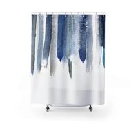 LIFKNVN Deep Blue Shower Curtains Set, Watercolor Drops on White Abstract Contemporary Shower Curtain for Bathroom Wet Room Tub 120x210cm/47x83in(WxH)