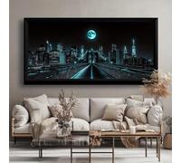 LIFKNVN Extra Large Canvas Prints Brooklyn Bridge Pictures for Bedroom Walls Modern Abstract Painting Framed Posters Living Room Bedroom 50x100cm With frame