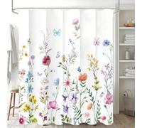 LIFKNVN Floral Pattern Shower Curtain For Bathroom, Watercolor Plant Pattern, Elegant Wild Flower Design Bathtub Curtain, Home Bathroom Decor(182x198cm/72x78in(WxH)