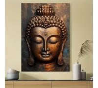 LIFKNVN Large Buddha Canvas Wall Art Background Painting Posters & Prints Marble Texture Abstract Pictures for Living Room 70x100cm With frame