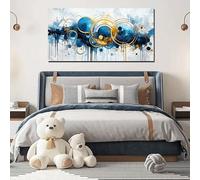 LIFKNVN Large Size Abstract Painting Wall Art - Minimalist Geometric Bedroom Wall Poster Decor - Blue Pictures For Living Room(75x150cm/Inner frame)