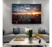 LIFKNVN New York City Sunset View Canvas Paintings On the Wall Art Posters And Prints Pictures Skline of Manhattan Pictures Home Decor 60x80cm No frame