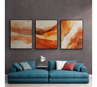 LIFKNVN Set of 3 Terracotta Wall Art Burnt Orange Prints Abstract Gallery Wall Bedroom Poster Marble Texture Pictures XXL 60x80cmx3 No frame