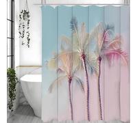 LIFKNVN Tropical Plant Shower Curtain, Sunset Turquoise Palm Shower Curtain Summer Beach Bathroom Decorative Waterproof For Wet Rooms 90x200cm/35x79in(WxH)