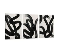 LIFKNVN Wall Art Canvas Set Abstract Lines Pictures Modern Mid Century Boho Minimalist Abstract Black Stroke Lines for Living Room(30x50cmx3/Without frame)