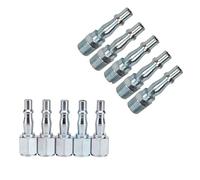 LIFKOME 10 PCS Bsp Mini Pneumatic Push-in Connectors Set Male and Female Air Tube Fittings for Compressor Hose Iron Quick-Disconnect Fittings UK Style Silver