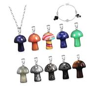 LIFKOME 10 Pcs Crystal Mushroom Charms Tiny Pendant DIY Jewelry Making for Bracelets Necklaces Earrings Women with Smooth Finish and Multi-color Options Random Color