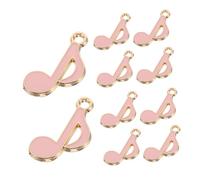 LIFKOME 10 Pcs Pink Musical Notes Pendants Enamel Alloy Charms for DIY Earrings Bracelet Jewelry Making Craft Supplies Stylish Small Music Symbols for Accessories