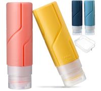 LIFKOME 100Ml Silicone Travel Bottles Set 5Pcs Refillable Toiletry Containers for Lotion Shampoo with Zipper Storage Bag, Leakproof Squeezable Bottles for Women’S Travel Random Color