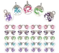 LIFKOME 100pcs DIY Glass Ball Charms Pendants 14mm round Globe Keychain Craft Beads Set with Lake Blue, Rose Red, Green, Purple, Sapphire Blue for Jewelry Making and Bracelet Accessories