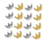 LIFKOME 100pcs Vintage Zinc Alloy Crown Charms for Jewelry Making Mini Pendant Beads for Bracelets and Necklaces DIY Craft Accessories in Antique Silver and Gold and Easy to Use