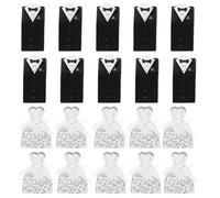 LIFKOME 100pcs Wedding Candy Boxes Set, High-Grade Bride Groom Sweets Containers Double-Button Tuxedo Design, Elegant Favor Boxes for Wedding Party