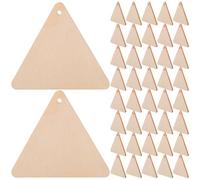 LIFKOME 100pcs Wooden Triangle Cutouts Unfinished Wood Triangle Charms 60mm Beige Pre-drilled Holes DIY Ready for Decor and Family Crafting Time