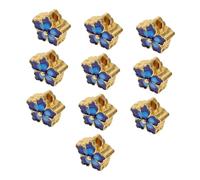 LIFKOME 10pcs Blue Enamel Alloy Five-petal Flower Pendant Loose Beads for Necklace Bracelet DIY Jewelry Making Accessories Craft Supply