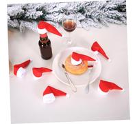 LIFKOME 10pcs Christmas Hat Wine Bottle Covers Cap for Sparkling Wine Cava Sealer Festive Holiday Decoration Xmas Party Table Accessory