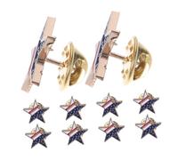 LIFKOME 10pcs Five-pointed Star Brooch Lightweight Corsage Pins for Women American Flag Usa Lapel Badge for July Patriotic Events and Fashionable Accessory