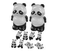 LIFKOME 10pcs Glow Dark Mini Resin Panda Figurines Animal Ornaments for Garden Lawn Balcony Decorative Micro Landscape