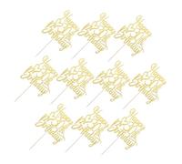 LIFKOME 10pcs Gold Birthday Cake Toppers Paper Picks for Anniversary Party Decorations Reusable Lightweight Happy Birthday Cupcake Accessories with Elegant Accents for Cakes and Desserts