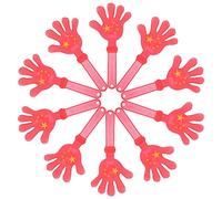 LIFKOME 10pcs Hand Clappers Prop with Five Red Flag Design Lightweight Noise Makers for Sporting Events and Party Cheering Easy Grip Plastic Hand for Celebrations and School Activities