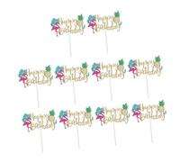 LIFKOME 10pcs Hawaiian Beach Cake Toppers Flamingo Pineapple Cupcake Decorations for Birthday Luau Party Tropical Summer Theme Cake Picks for Pool and Island Celebrations