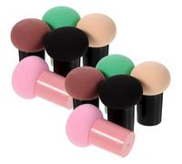 LIFKOME 10Pcs Mushroom Shape Cosmetic Sponge Puff Wet and Dry Use Makeup Blending Tool with Easy-grip Handle Multi-color Powder Puff for Face Foundation and Concealer Application