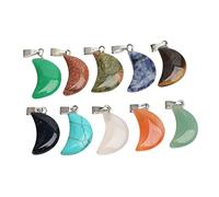 LIFKOME 10pcs Natural Stone Crescent Moon Shaped Charm Pendants for Jewelry Making Moon Crescent-shaped Pendant Necklace Accessories Crystals Random Color