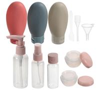 LIFKOME 11pcs Travel Makeup Bottle Set with Refillable Plastic Lotion Toner Shampoo Bottles in Lotus Root Pink and Nordic Style Portable Empty Cream and Spray for Toiletry Storage