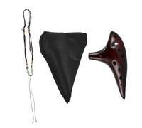 LIFKOME 12-hole Alto Ocarina Ceramic Flute in Red Brown with Straw Smoking Tone C Key Portable Wind Instrument for Beginners and Students