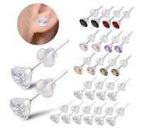 LIFKOME 12 Pairs Compact Resin Earrings Delicate Zirconia Ear Jewelry in Pink Olive Pomegranate Black White Lightweight Accessories for Women Party Wedding Daily Wear