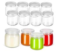 LIFKOME 12 Pcs Heat Resistant Yogurt Glass Jars with Lids Sturdy Multi-purpose Mini Glass Containers for Desserts Spices Food Freezing Easy to Clean for Home Bakers and Party Planners