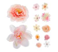 LIFKOME 12pcs Boho Flower Hair Clips Set for Women Lightweight Artificial Hawaiian Floral Hairpins with Vibrant Pink White Colors Comfortable Summer Accessories for Beach Parties Weddings