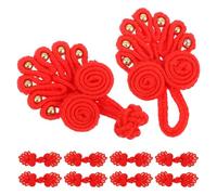 LIFKOME 12pcs Costume Knot Button Cheongsam Decorative Buttons Fabric Red Chinese Style for Wedding Dress Decors DIY Clothing Projects