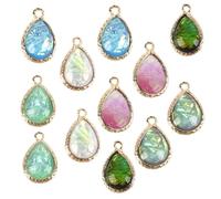 LIFKOME 12pcs Diy Pendant Charms Drop Shape Earrings Craft Mixed Color Double-sided Cloud Waterdrop Hanging Ornaments for Jewelry Making Accessories Pack