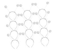 LIFKOME 12pcs Silver Glitter Ball Headband Martian Antenna Boppers Halloween Costume Accessories for Women Adults Festive Party Cosplay Hair Hoops