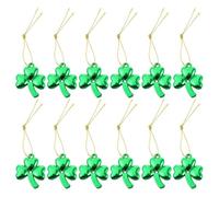 LIFKOME 12pcs St Patrick's Day Shamrock Ornaments, Green Plastic Hanging Pendants Clover Trefoil Hanging Bauble Irish Decor for Home and Wedding