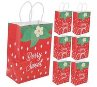 LIFKOME 12pcs Strawberry Print Party Favor Paper Bags with Handles Cute Fruit Design Tote for Snacks Small Shower Birthday Wedding Supplies