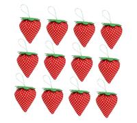 LIFKOME 12pcs Strawberry Shaped Needle Pin Cushion for Cross Stitch Sewing Soft Fruit Pincushion with Secure Needle Storage Case DIY Handcraft Tool for Home Crafting