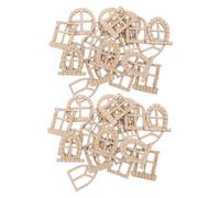LIFKOME 150pcs Unpainted Mini Wooden Fairy Door and Window for DIY Crafts Natural Wood Texture Miniature Garden Accessories for Dollhouse Fairy Garden Scrapbooking Outdoor Decor