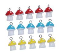 LIFKOME 15pcs Colorful Mushroom Charms for Jewelry Making Resin Pendants for Earrings and Necklaces Multi-color DIY Craft Supplies with Lake Blue Red Yellow for Creative Accessories and