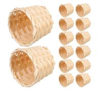 LIFKOME 15pcs Hand-woven Mini Bamboo Basket Rustic Open Storage Bin