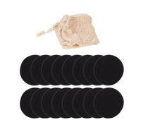 LIFKOME 16pcs Bamboo Fiber Washing Pads for Lady Reusable Facial Cleansing Pads Black Washable Makeup Removing Suitable for Skin Types