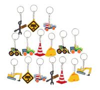 LIFKOME 16PCS PVC Construction Vehicle Keychains for Lightweight Engineering Tractor Excavator Party Favors Backpack Pendants Educational Construction Theme Supplies for Birthday