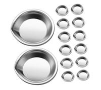 LIFKOME 16pcs Stainless Steel Paint Palette with Spout for Precise Dispensing Metal Tray for Watercolor Acrylic Pigments Mixing Model Painting and Makeup Artistry