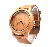 LIFKOME 1pc Natural Bamboo Wooden Watch for Men Casual Leather Strap Wrist Watch with Box Lightweight Vintage Design for Daily Wear and Special Occasions Style